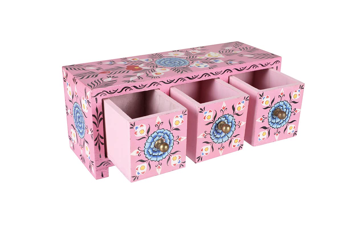 Terosa Wooden Drawers Chest or Jwellery Box or Trinket Box - Rosa Tres - Std - 3 Drawers