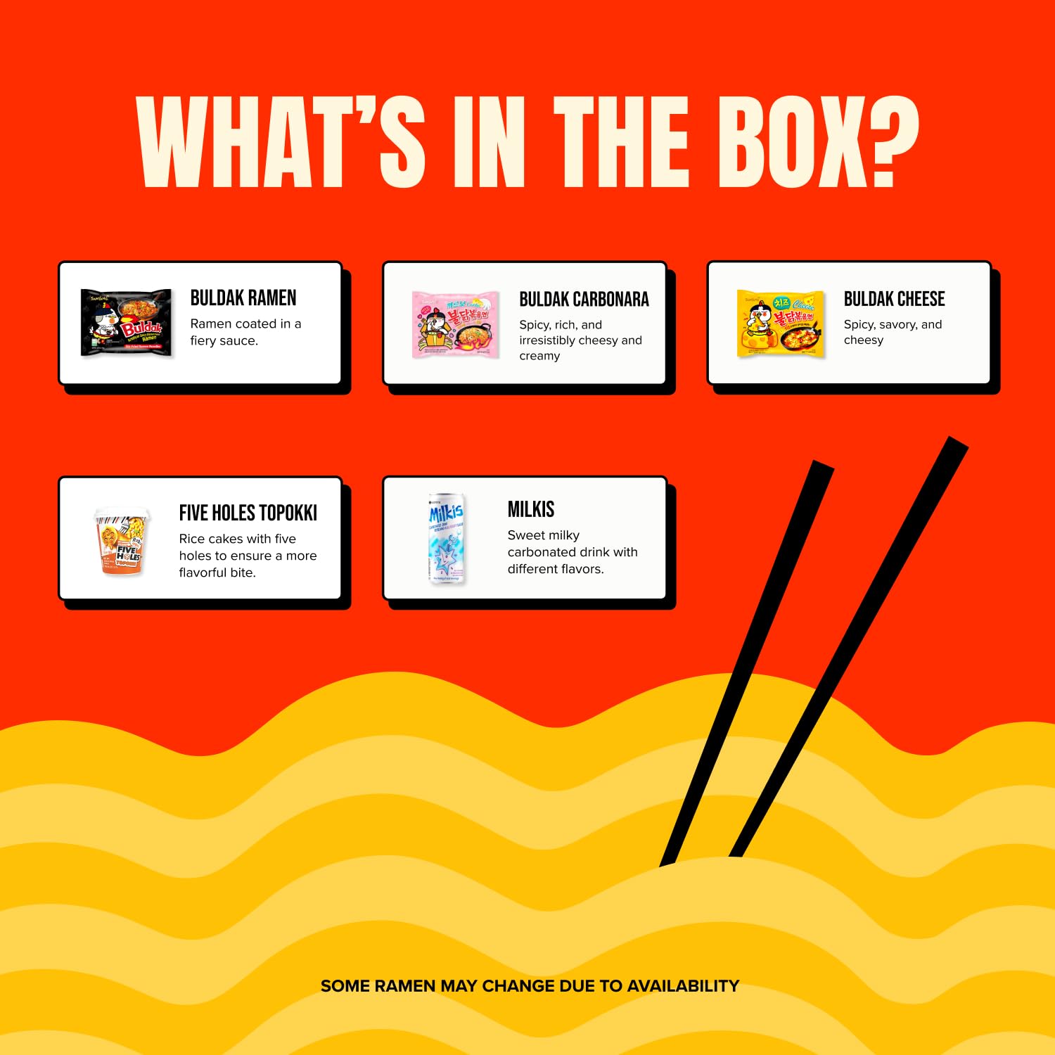 Korean Spicy Ramen Box | 3 Buldak Ramen “Original, Cheese, Carbo +1 Korean Spicy Rice Cake Tteokbokki +1 Korean Sweet Drink + 4 Chopsticks | Korean Food Box Gift - Journey of Korea