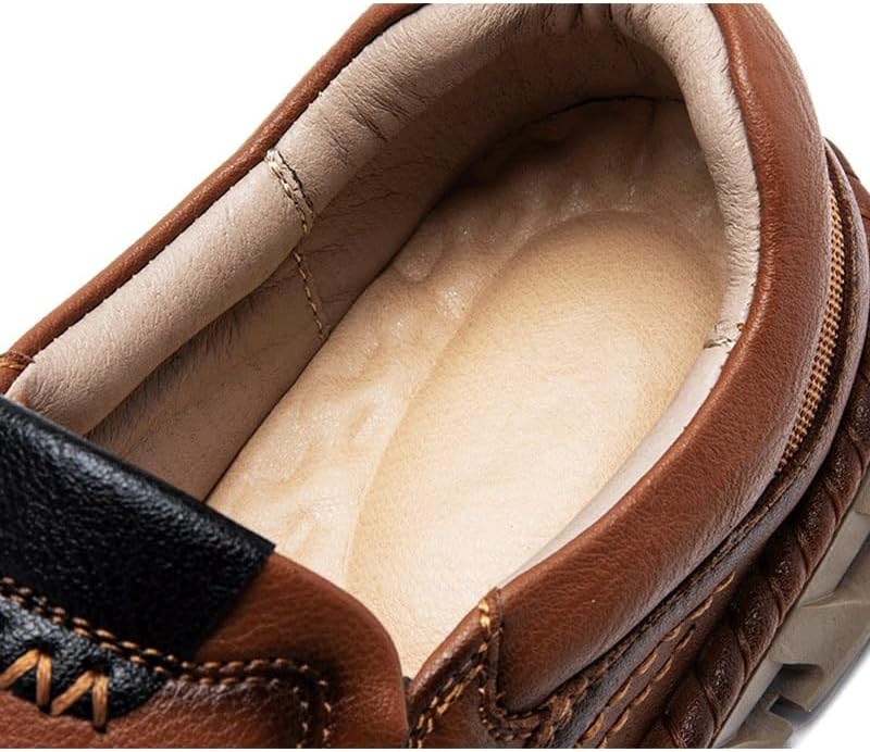 HBJWOV Shoes Men's Retro Round Toe Slip-on Loafers Comfortable Low-top Thick Soled Oxford Shoes Men Versatile Casual Shoes for Travel Shopping Driving