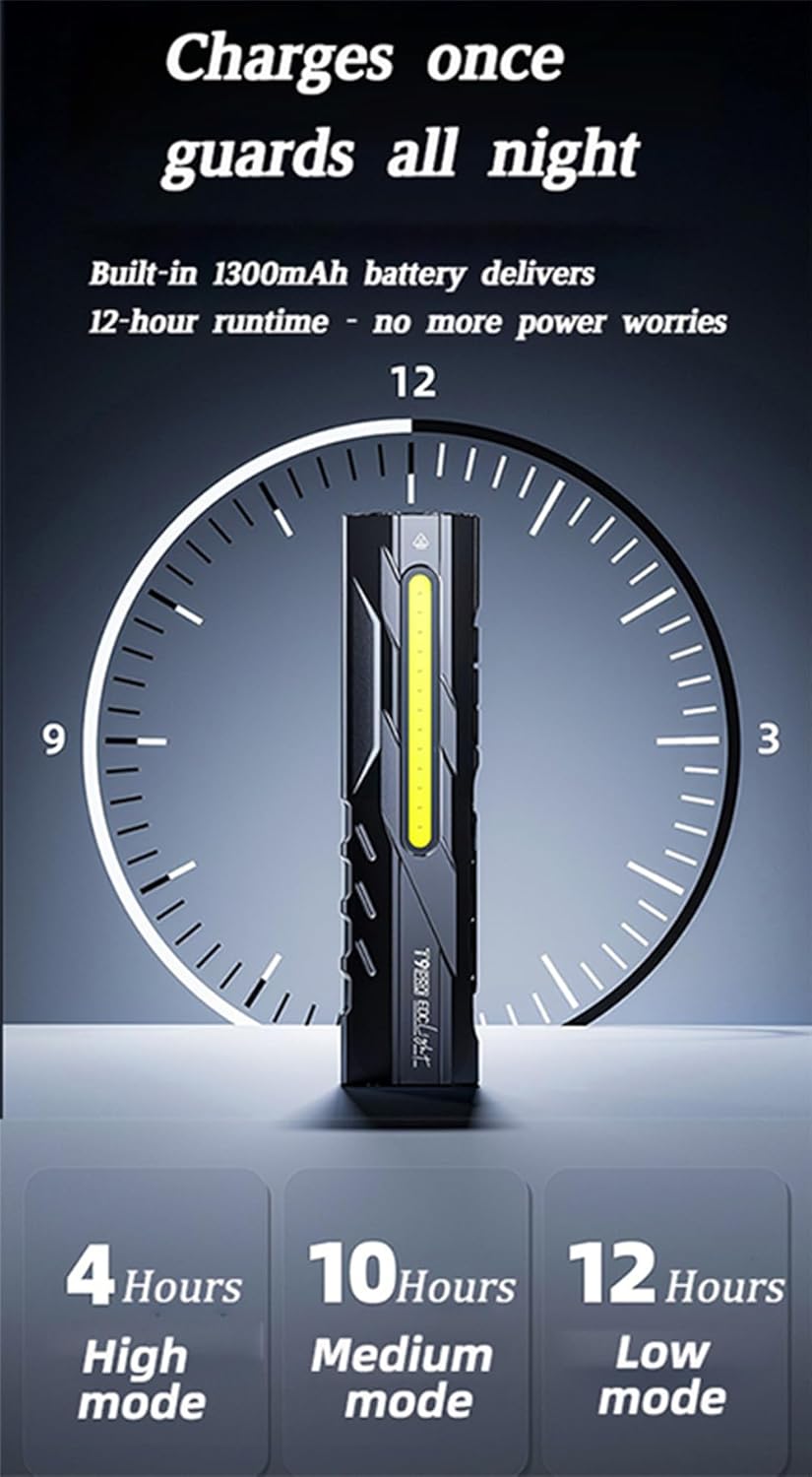 1300 Lumens Triple-Light Flashlight, 700LM Side Light & 365nm UV, Magnetic Tail & Type-C Fast Charge, Ultra-Thin 1.5cm Tactical Light for Camping, Car Repair, Emergency Rescue