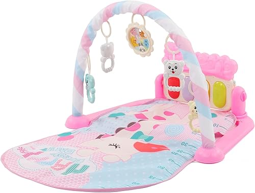Miniatura 6 de Baby Kick Play - Alfombrilla de piano para gimnasio con luces musicales, sonajeros, juguetes para recién nacidos, niños pequeños, suave, cómoda,