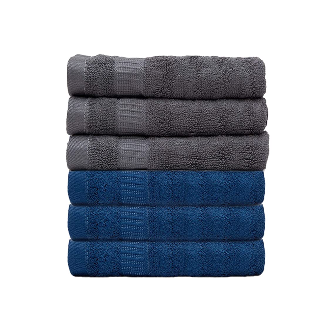 Mush Bamboo Hand Towels Set of 6 | 100% Bamboo Gym Towel for Men/Women Workout | Ultra Soft, Absorbent & Quick Dry Towel for Gym, Travel, Sports and Yoga | 75 X 35 cms | 600 GSM (Navy Blue & Grey) (B0C94DM7NB) Amazon Price History, Amazon Price Tracker