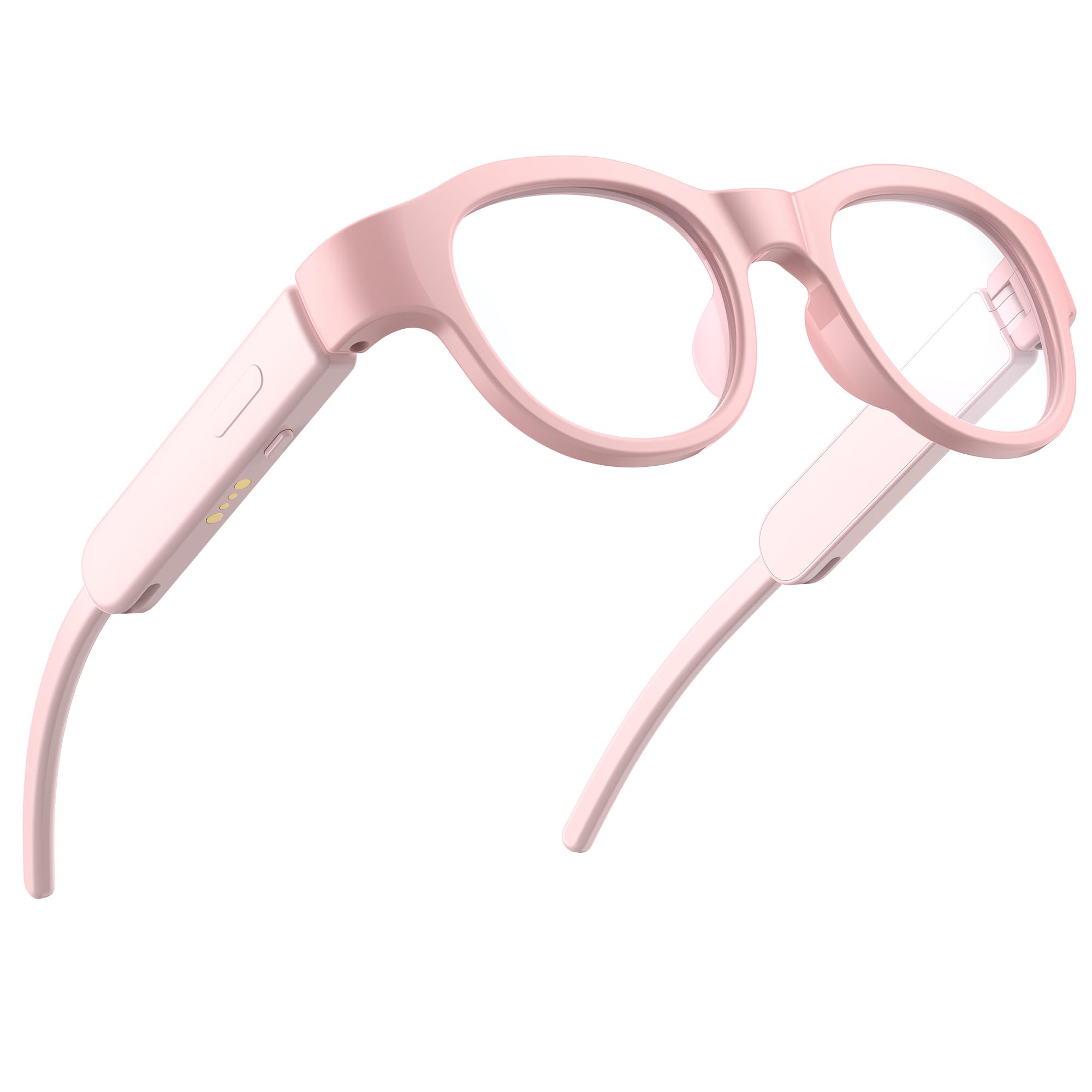 Kids Smart Glasses with LED Lights Bluetooth 5 4 Open-Ear Audio Touch Control Magnetic Charging Ages 6-12 Pink