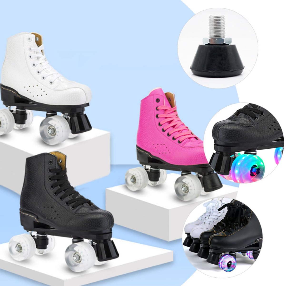 ERINGOGO 1Pair Adjustable Rubber Toe Stops for Roller Skates Professional Skate Stoppers with Replaceable Brake Tool for Smooth Outdoor Surfaces Compatible with Standard Four Wheel