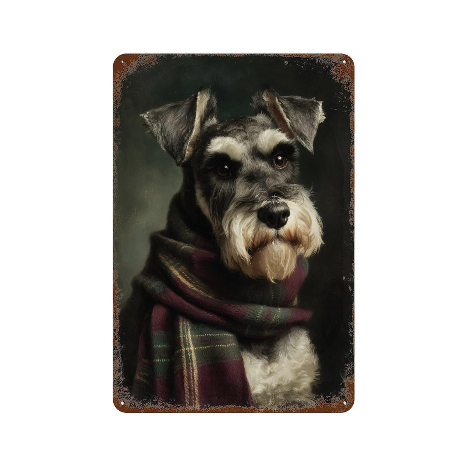 Winter Dog Scarf Accessories-1 11.8"x7.9" Distressed Metal Wall Sign, Shabby Chic Decor for Shed, Workshop And Garage Wall Decor