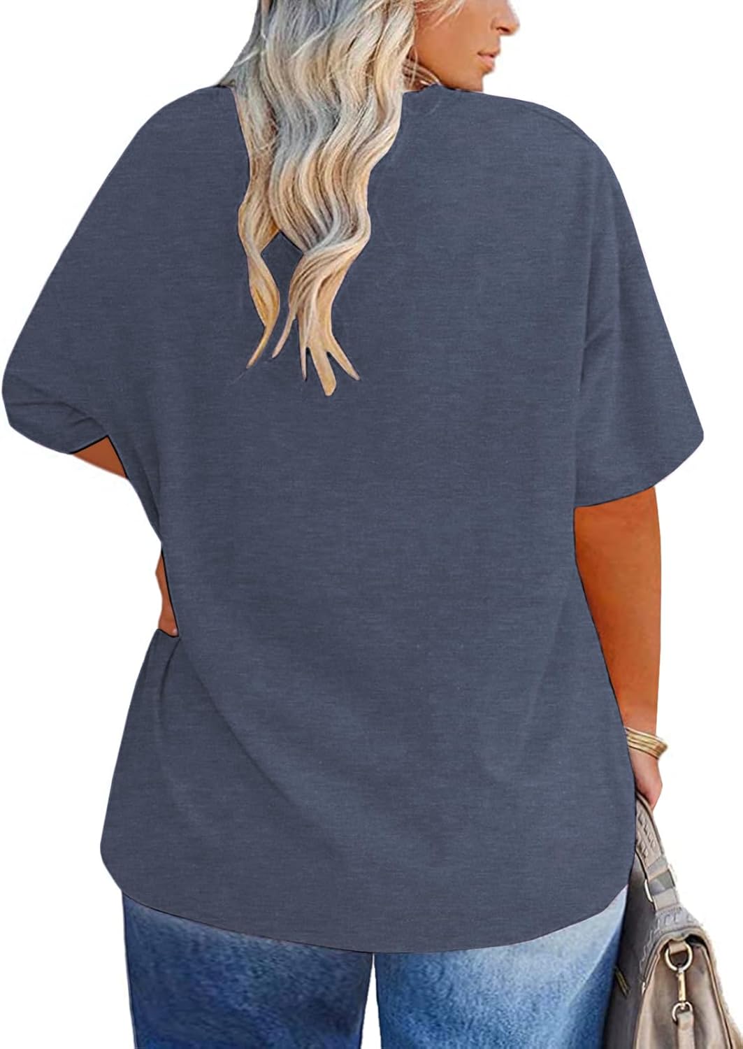 VISLILY Plus-Size-Tops for Women Casual Short Sleeve T Shirts Summer Crew Neck Tees Oversized Comfy Loose Fit Tunics XL-5XL - Image 2