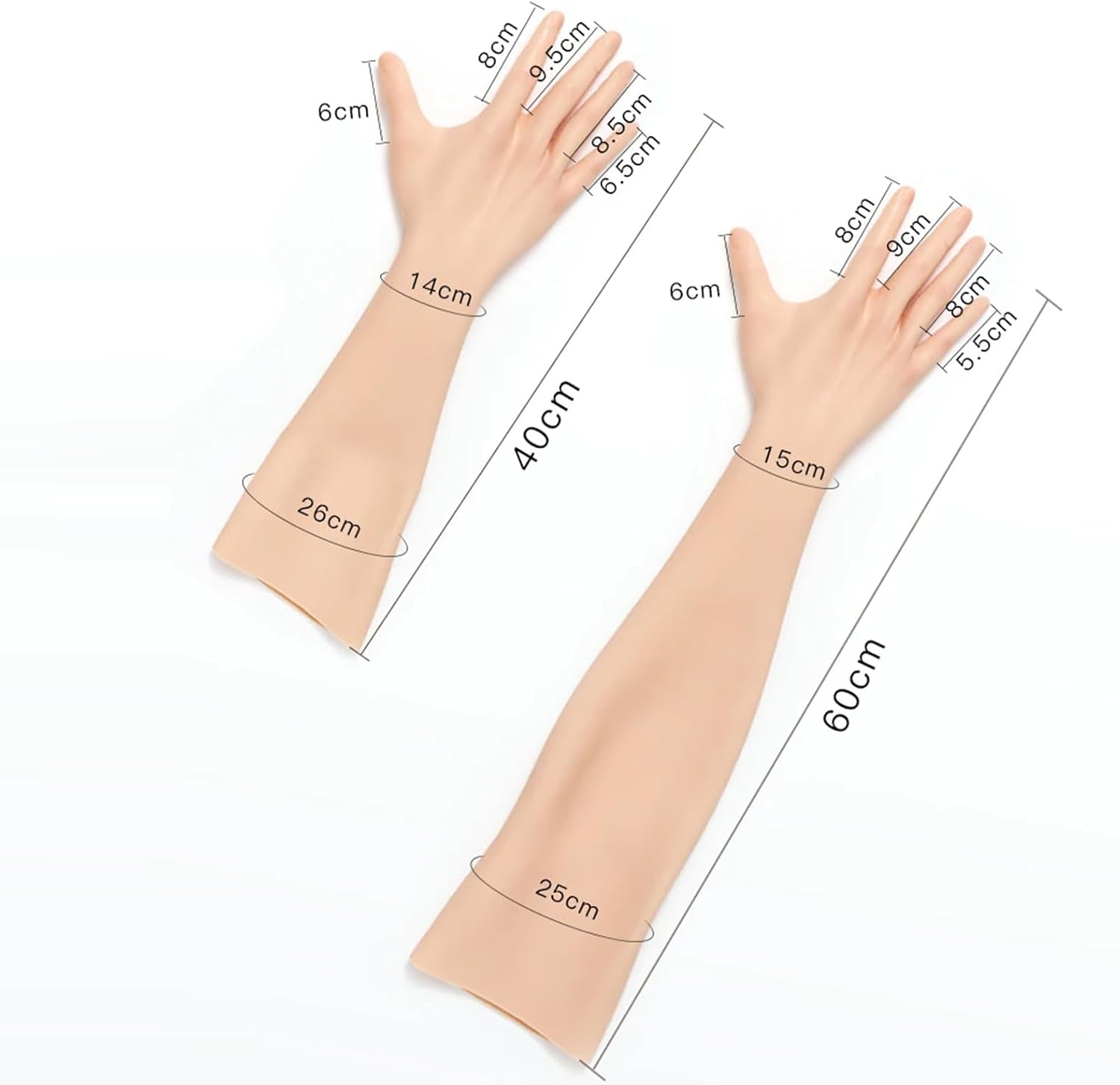 Realistic Skin Silicone Female Gloves, Crossdressing Female Gloves Full Arm, Silicone Gloves with Nails Cosplay Gloves