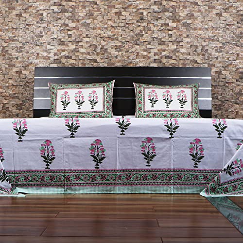 Bloc de coton imprimé drap de lit couvre-lit doux fleur Jaipuri INDACORIFY - 4
