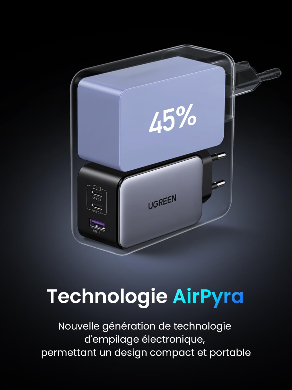 UGREEN Nexode 100W Chargeur USB C Rapide 3 Ports GaNInfinity Compatible avec MacBook Neo Air Pro M5 M4 M3 M2 M1 iPad iPhone 17 Pro Max Air 16 15 14 13 12 Galaxy PPS 60W S26 S25 S24 S23 Pixel 10 9 8