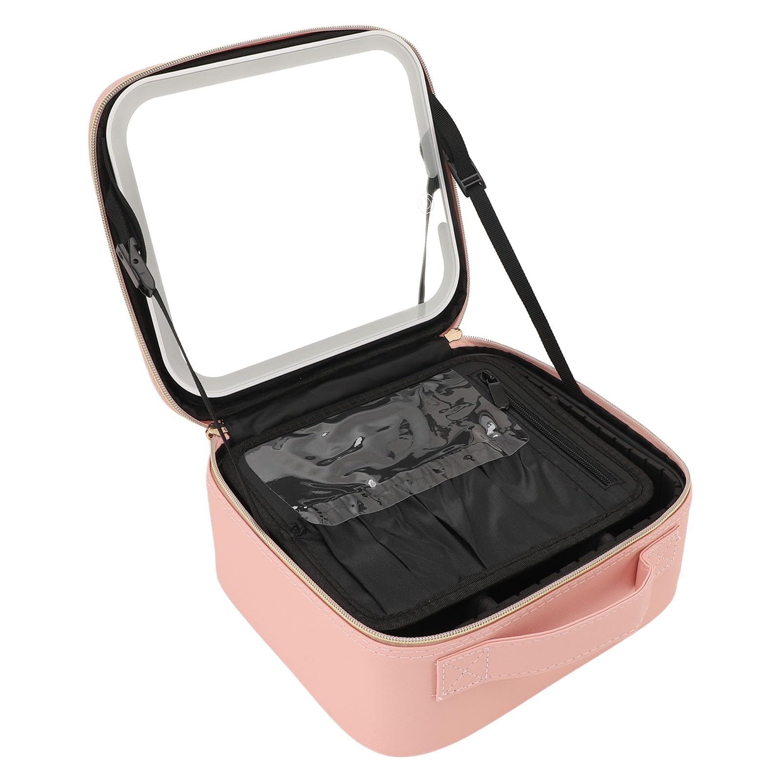 Borsa per trucco con specchio Organizzatore cosmetico viaggio di grande capacità Custodia portatile per gioielli Accessori elettronici Truccatori professionisti Viaggiatori