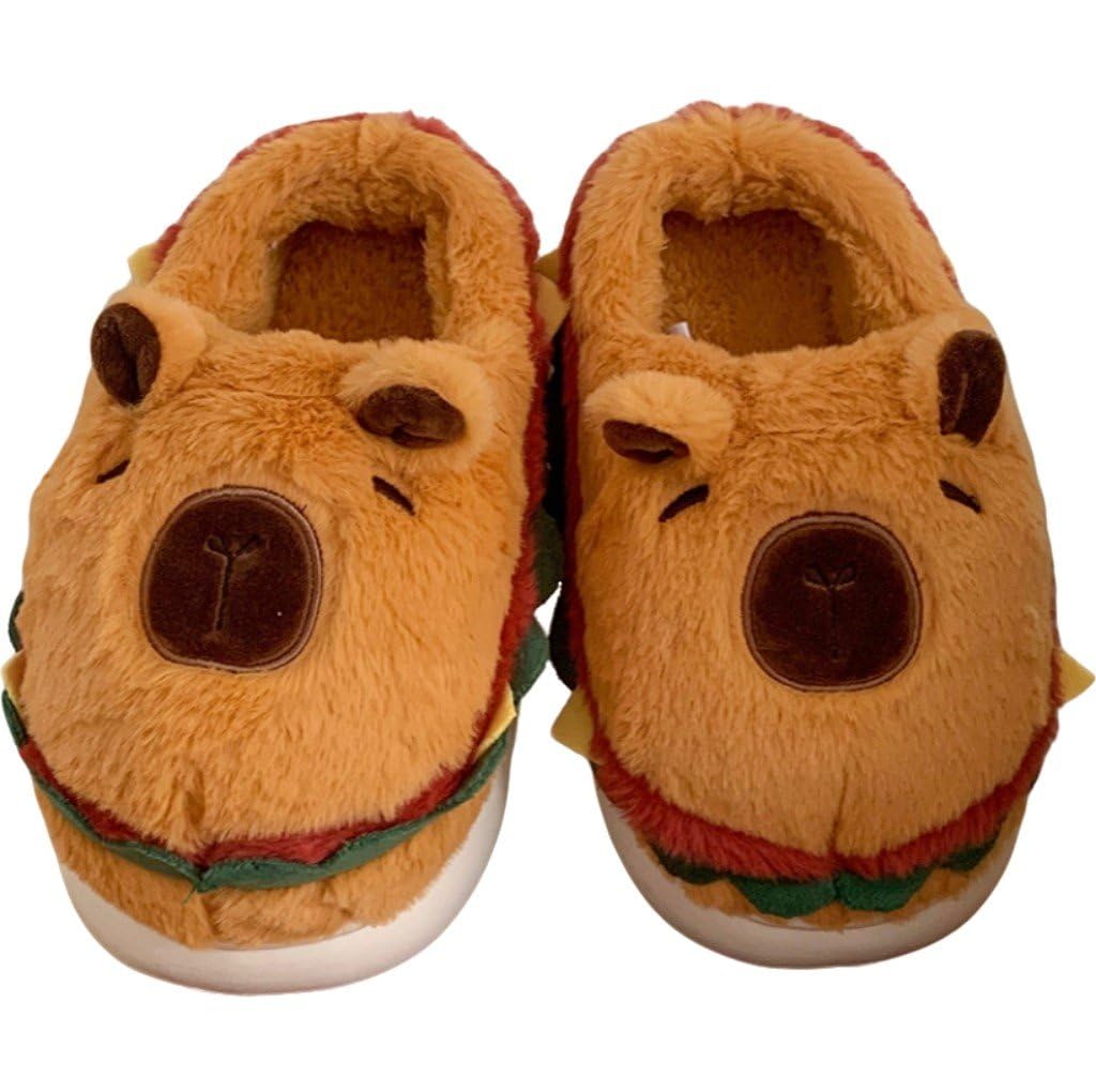 Chaussons en peluche capybara pour femme gardant les pieds au chaud tout l'hiver