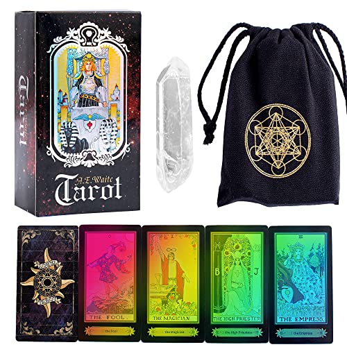 shoprotik Holographic Tarot Cards Deck, Rider Waite Tarot Cards for Beginners with Guidebook Candle &Tarot Deck Holder & Stone kit (King Edition) shoprotik Holographic Tarot Cards Deck, Rider Waite Tarot Cards for Beginners with Guidebook Candle &Tarot Deck Holder & Stone kit (King Edition)