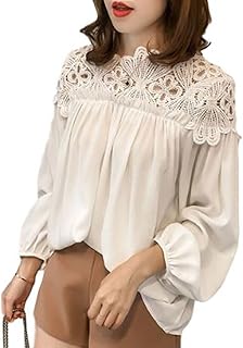 【1/2style】レース ロングスリーブチュニックブラウス 白 黒 セクシー シルエット レディース