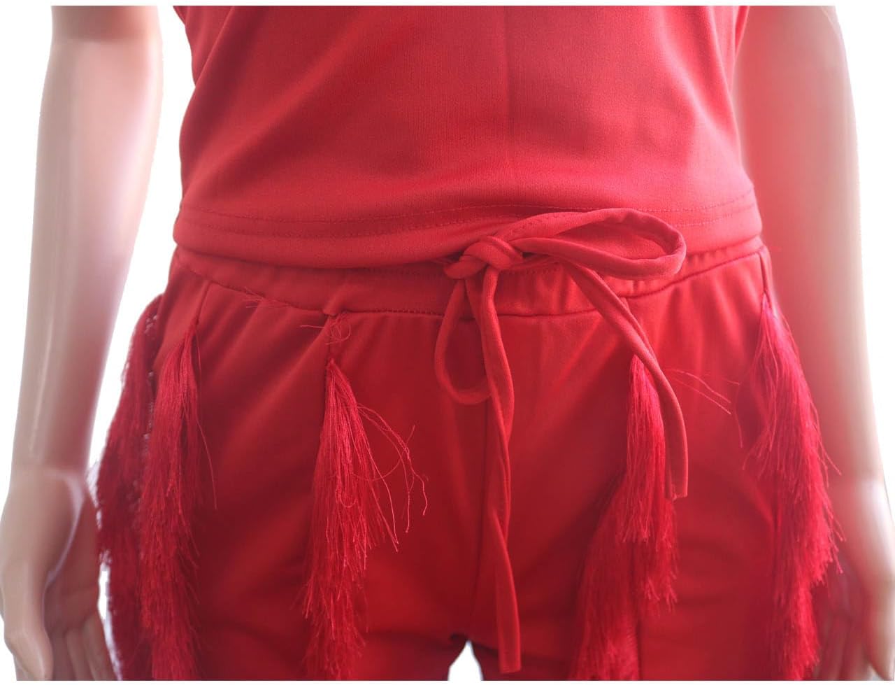 MESLIMA Workout Sets for Women 2 Piece Outfits Sleeveless Tank Top with Tassels Solid Long Pants Sweatsuit - Image 5