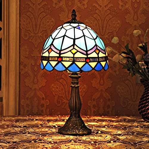 Gweat Tiffany 8 pulgadas Tabla Europea Pastoral Estilo del vitral Serie mediterránea lámpara de noche Luz