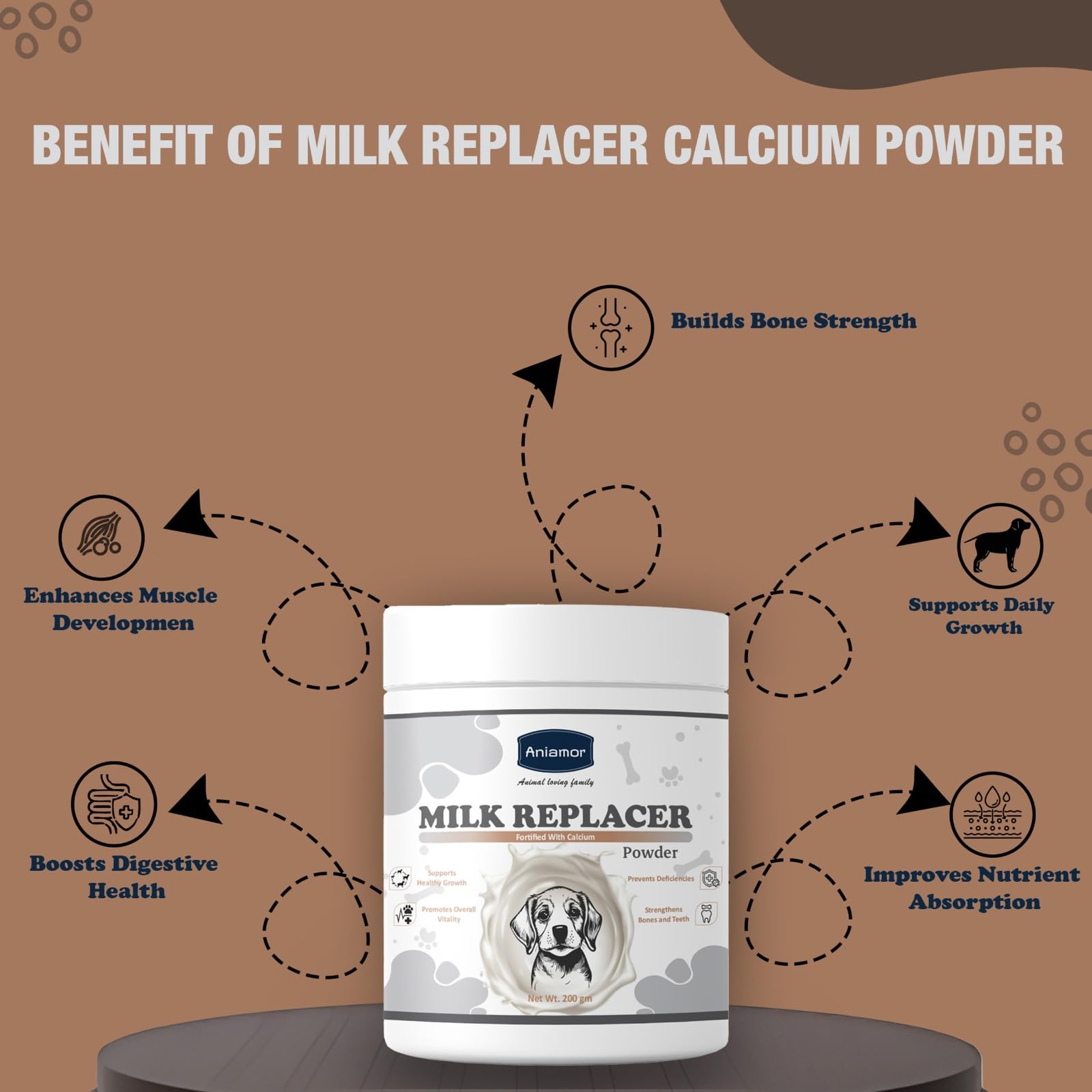 Aniamor Milk Replacer with Calcium for Dogs|Bone & Teeth|Pets Supplement|All Life Stage|200gm Jar 1