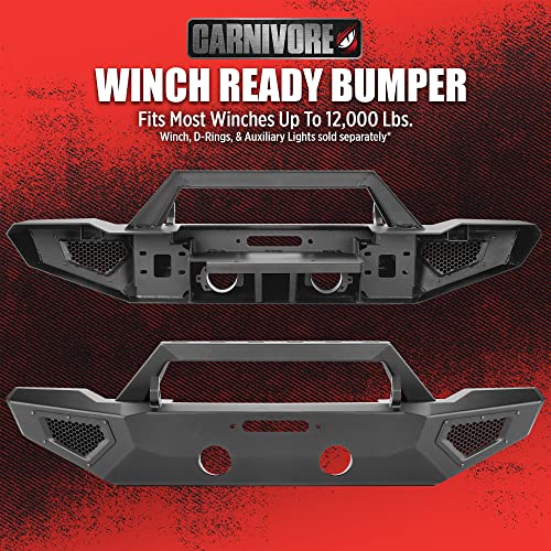 Image of Carnivore Front Bumper - Full Width, Fits Jeep Wrangler JK, JL & Gladiator JT 2007-2023 - Precision Cut Steel, Winch Mount Plate