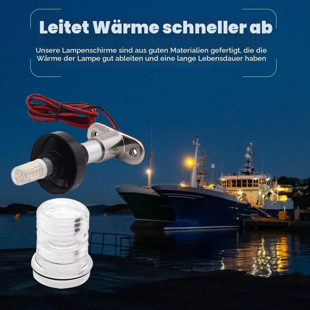 Navigationslicht, 12V-24V Positionslichter Boot, 12 Zoll Rundumlicht Boot, Ankerlicht für Fischerboote, 2NM Betrachtungsentfernung, für Boote 12 m/39,4 Fuß Unten