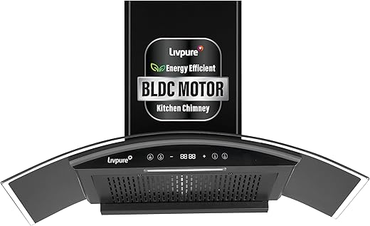 Livpure 90cm 1400m3/hr BLDC Filterless Autoclean Chimney|9 Speed With RPM Display|Oil Collector|Touch & Gesture Control |10 Yrs Warranty on Motor,…