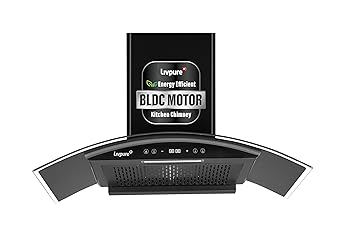 Livpure 90cm 1400m3/hr BLDC Filterless Autoclean Chimney|9 Speed With RPM Display|Oil Collector|Touch & Gesture Control |10 Yrs Warranty on Motor, 2 Yr Comprehensive| LIV-ETERNA-BLDC-90-FL-HAC,Black