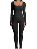 Women Long Sleeve Yoga Jumpsuits Workout Ribbed Bodysuits Pants Sexy One Piece