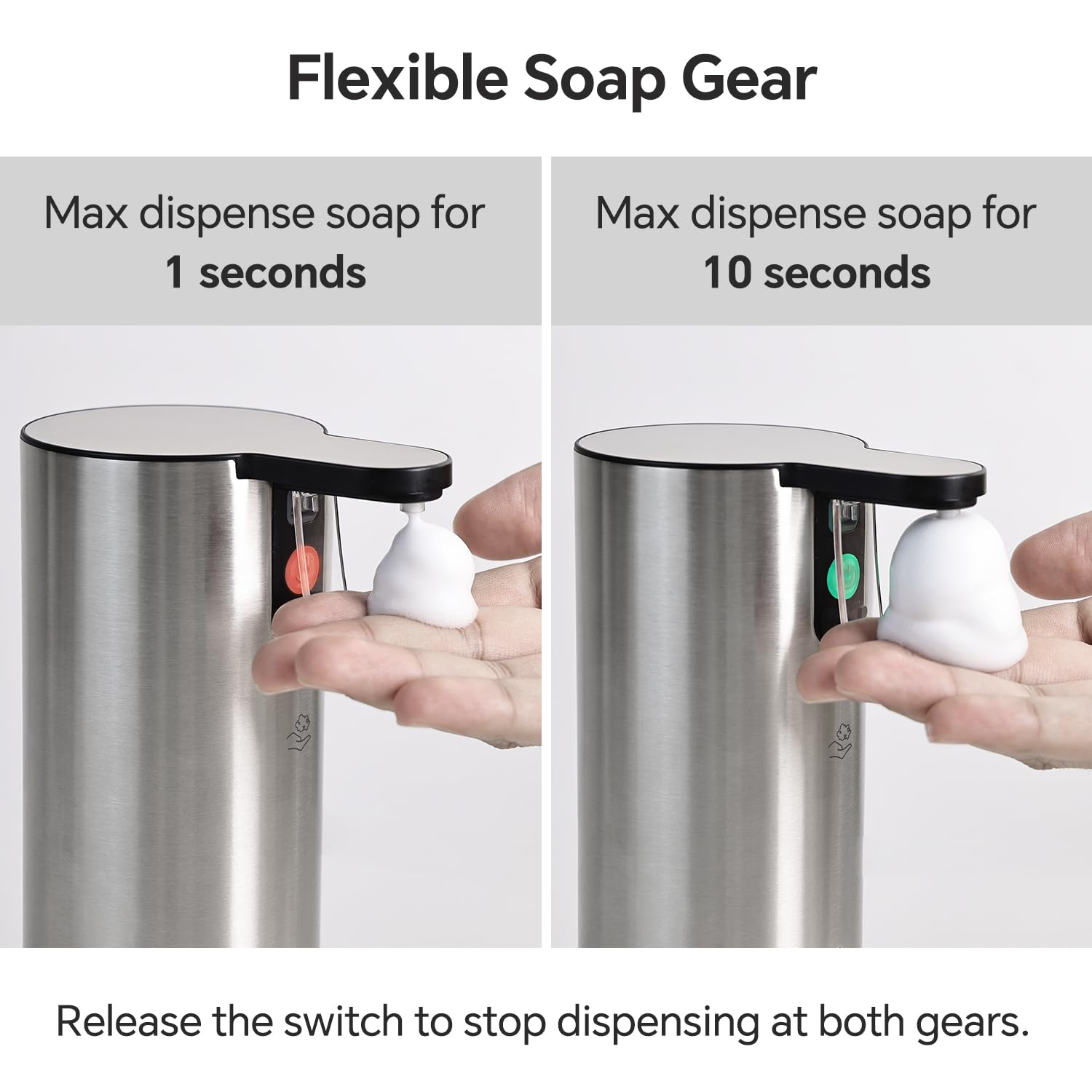 Dispenser elettrico di sapone schiumogeno, dispenser di sapone per le mani ricaricabile in schiuma touch per bagno, pompa di sapone in acciaio inossidabile per cucina, resistente all'acqua, regalo di