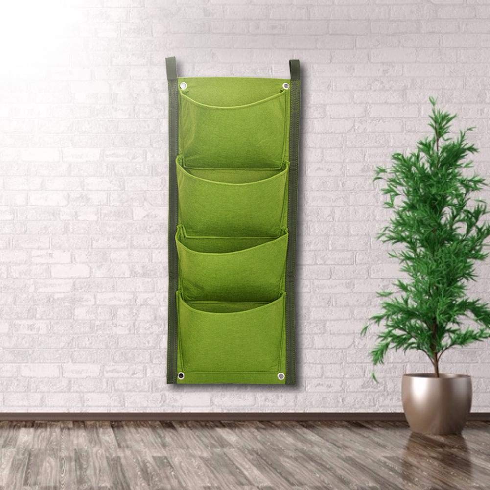 Jeffergrill 4 Pocket Vertical Greening Hanging Wall Outdoor Garden Grow Plant Bags Planter Planter Vertical Garden Hanging Pocket (70 x 30cm) - Image 3