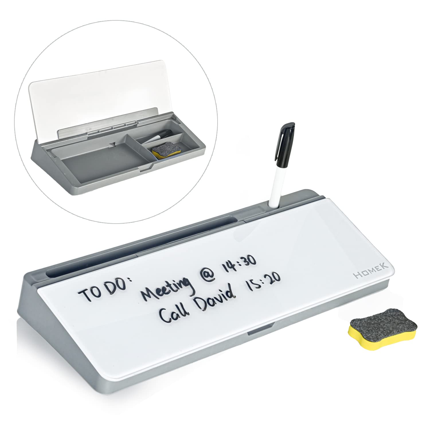 Buy HOMEK Desktop Dry Erase Board with Glass Whiteboard Surface
