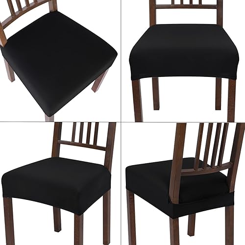 Miniatura 4 de SearchI Juego de 6 fundas elásticas de asiento para sillas de comedor, suaves, extraíbles y lavables, para sillas de comedor, fundas protectoras de