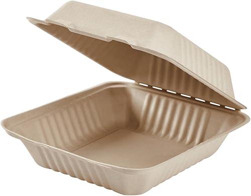 Miniatura 47 de KARAT EARTH Clamshell - Recipientes de alimentos para llevar [9 x 9 pulgadas, 200 unidades] 3 compartimentos Contenedores compostables
