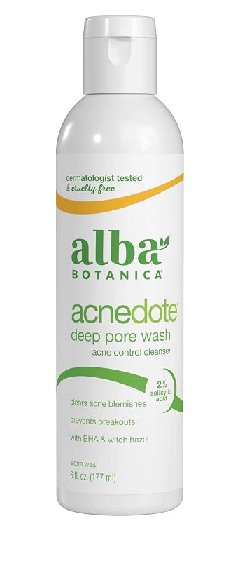 Alba Botanica Acnedote Gel de Limpeza Facial, 2% de ácido salicílico, 177 mL