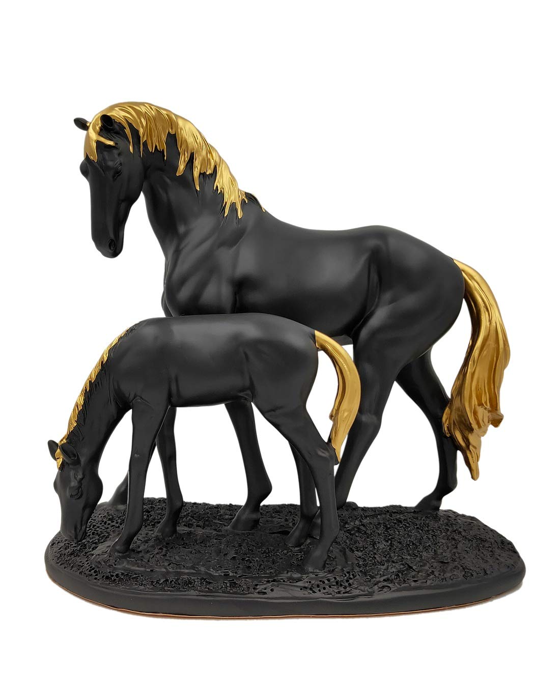 Whitecloud TRANSFORMING HOMES® Gold Plated Horse Statue Showpiece Figurine Home Decor Item 2 Horse Per Set 1921B (Black)