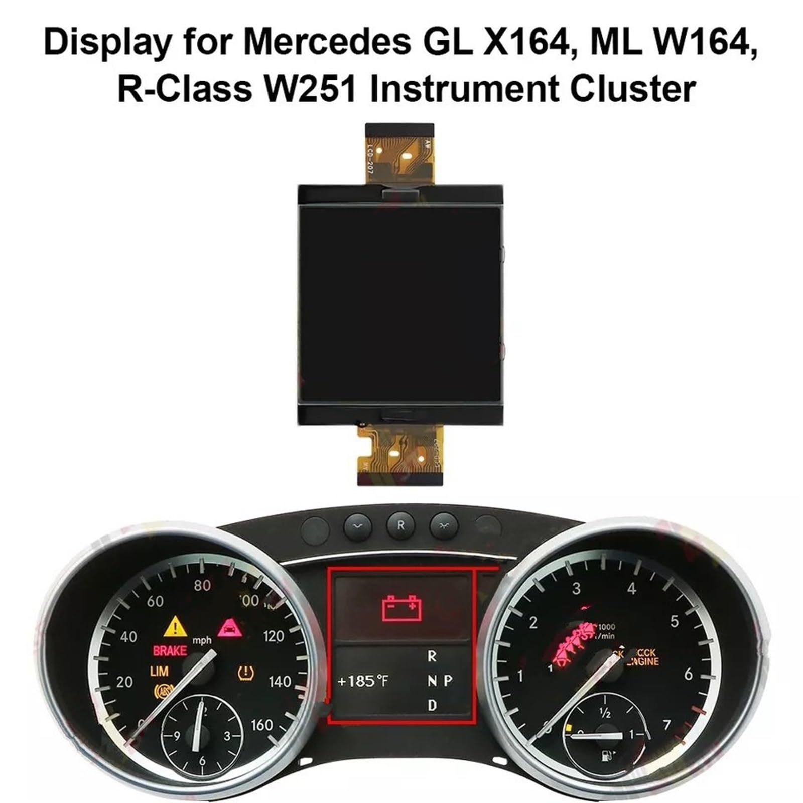 Tacómetro Compatible con Mercedes GL X164, ML W164, Clase R W251, panel de instrumentos con pantalla LCD.