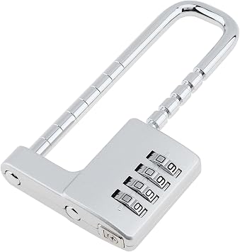 Cabinet Lock, 4 Digit Combination Padlock, Stainless Steel Gym Locker Lock Code Long Adjustable Shackle Locks for Outdoor, School, Sports lockers, Fence, Gate Silver