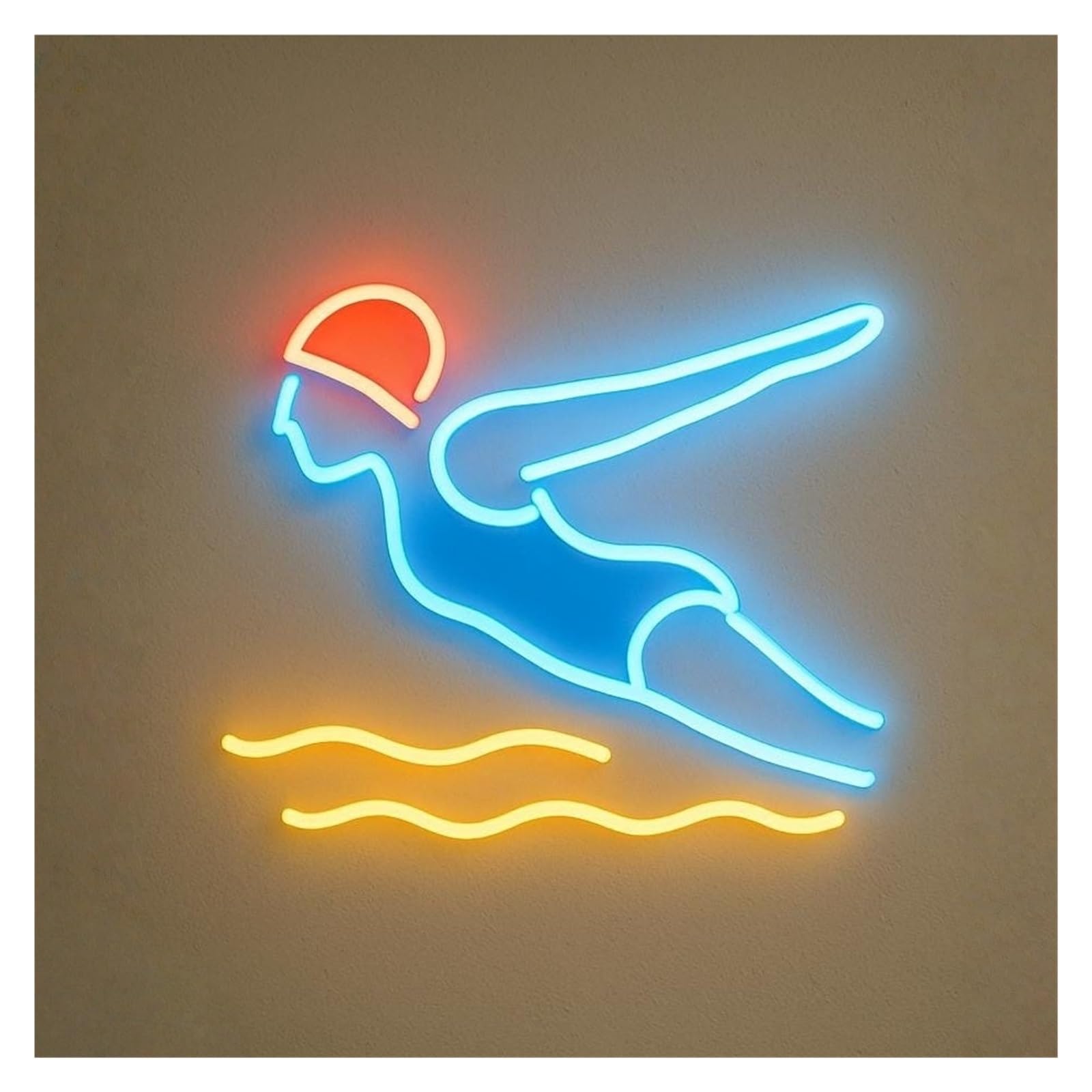 RONGCH Hanging Art Signs Swimming Neon Sign Light Adjustable Brightness for Swim Schools Club Gym SPA Complexes Athlete Swimmer Decor 40cm