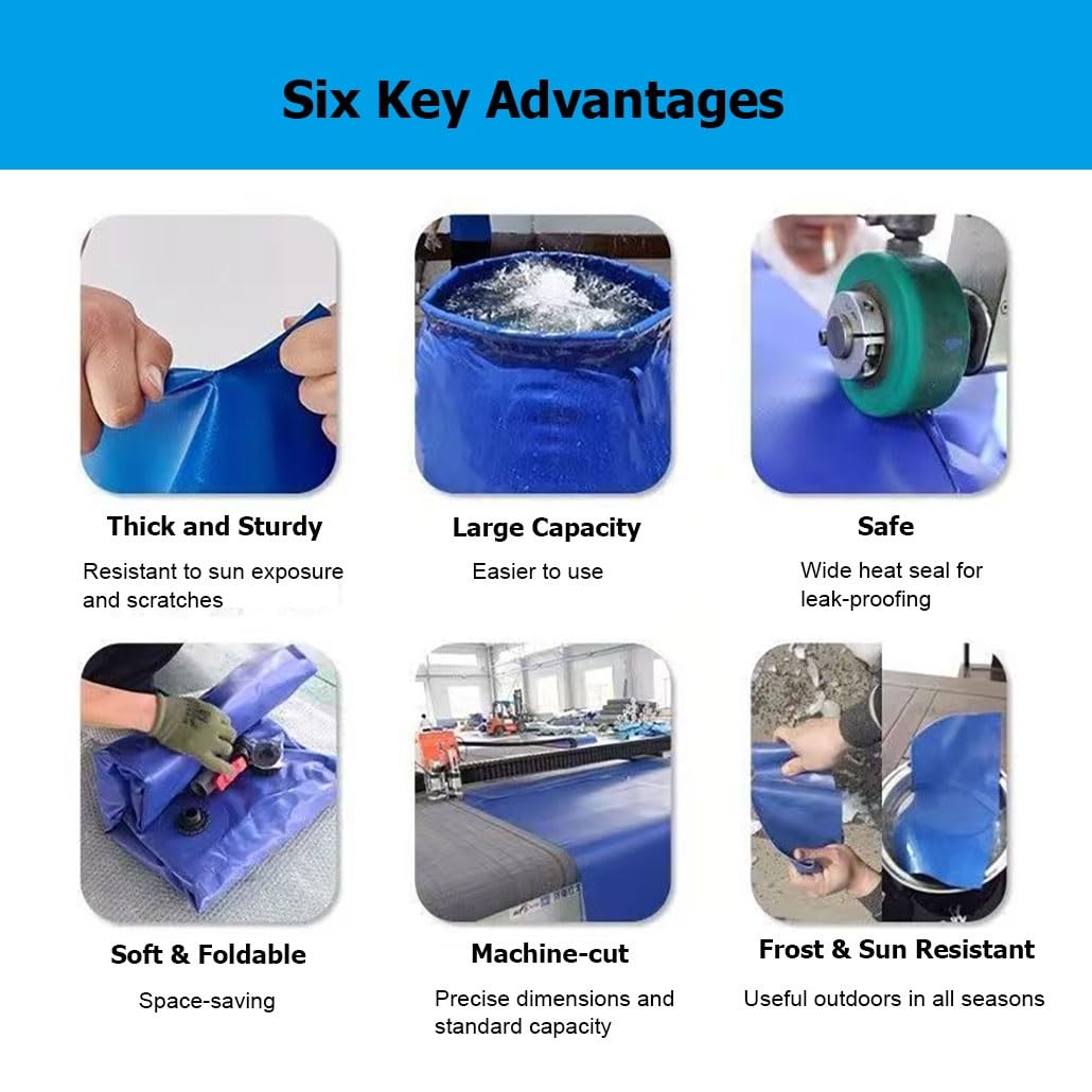 Vejiga De Agua Plegable - Tanque De Almacenamiento Portátil De Gran Capacidad Para Riego, Jardín Y Emergencias - Contenedor Flexible Para Agua Potable(Blue,1.5x1x0.85m/1000L/264.2gal)