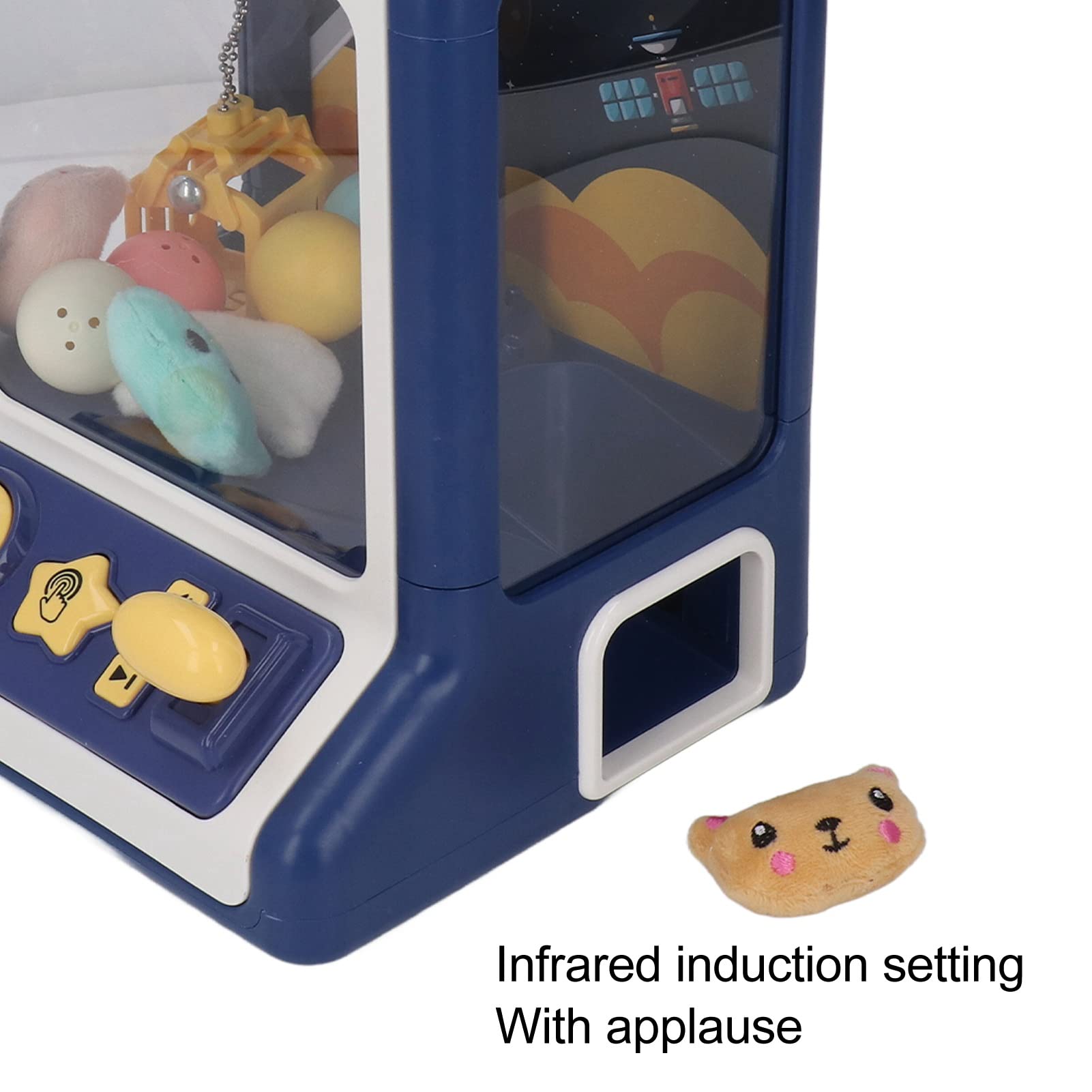 Kleines Krallenpuppen-Automat mit Hasen- und Weltraummotiv, elektronisches Licht- und Musikspielzeug für Kinder, interaktives -Spiel mit 2 Hebelsteuerungen für zu Hause, (Blau)