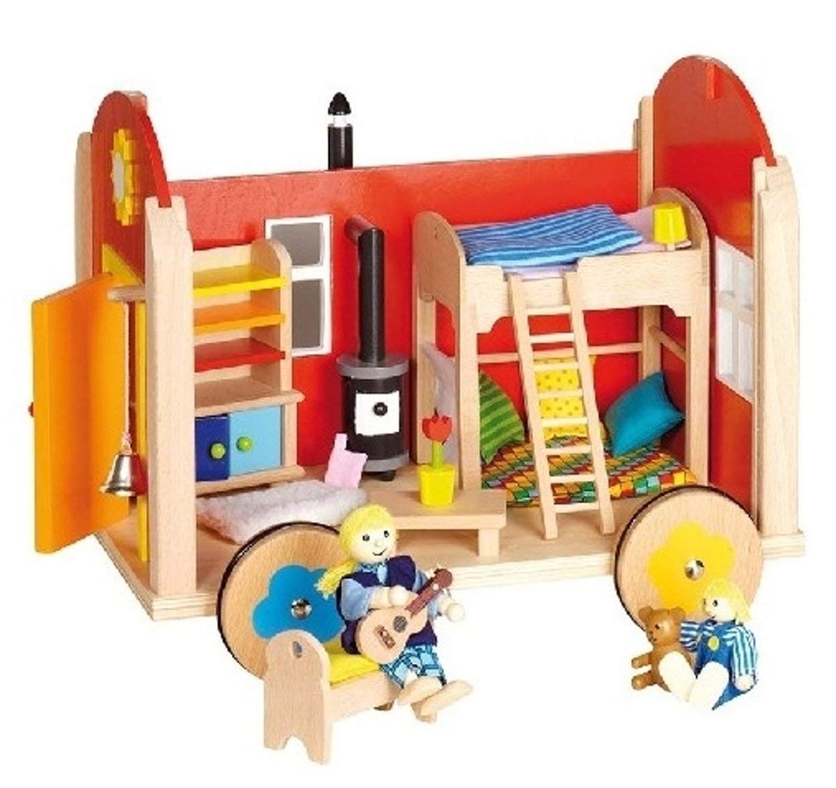 Goki - Doll's Caravan - Red - Wood
