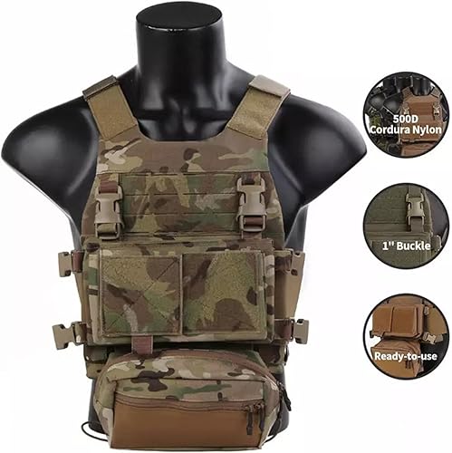 Miniatura 2 de EMERSONGEARS Chaleco táctico Molle 500D, chaleco de corte láser táctico de liberación rápida modular para revista, FCSK CQC MK3, mochila para caza