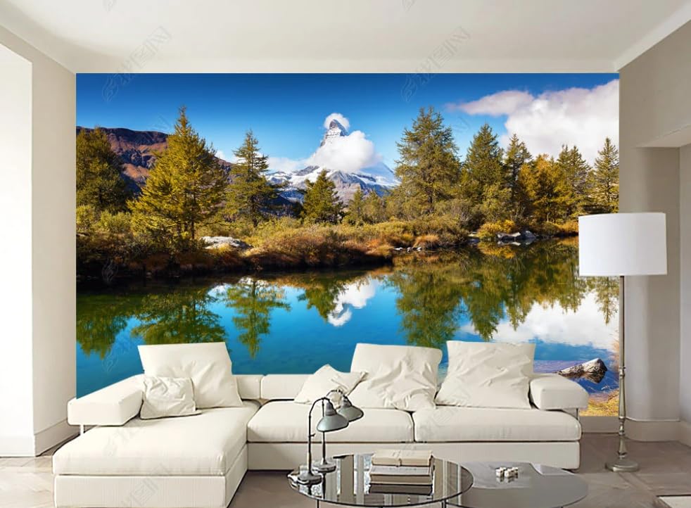 Poster geant mural paysage lacustre et forestier intissé - 2