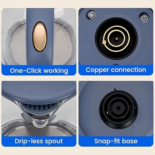 Miniatura 8 de Hervidor Eléctrico Doméstico, Todo Acero Inoxidable 304 y Sin Contacto con Plástico, Apagado Automático, Vidrio Borosilicato con Ebullición Visual,