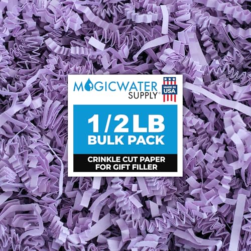MagicWater Crinkle Cut Paper for Gift Baskets - 1/2 LB - Lavender - Perfect for Shredded Paper Filler, Basket Filler, Gift Boxes, Bridesmaid Gifts, Halloween Stuffers & More – Ideal for All Occasions