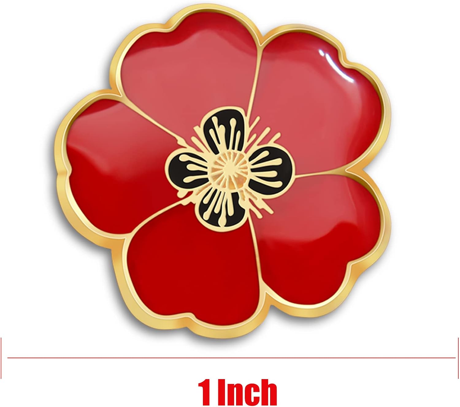 2/20/50/100Pcs Memorial Day Veterans day Flower Enamel Lapel Pin 1“, Souvenir For Men Women Clothes Bags Hats