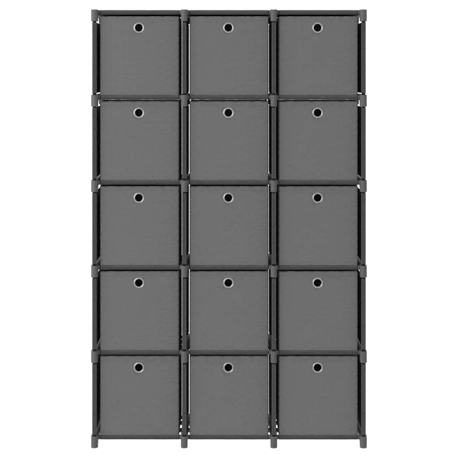 Estantería de 15 Cubos con Cajas Estante de Almacenamiento Armario Modular Estantería Modular Tela Gris 103x30x175,5 cm