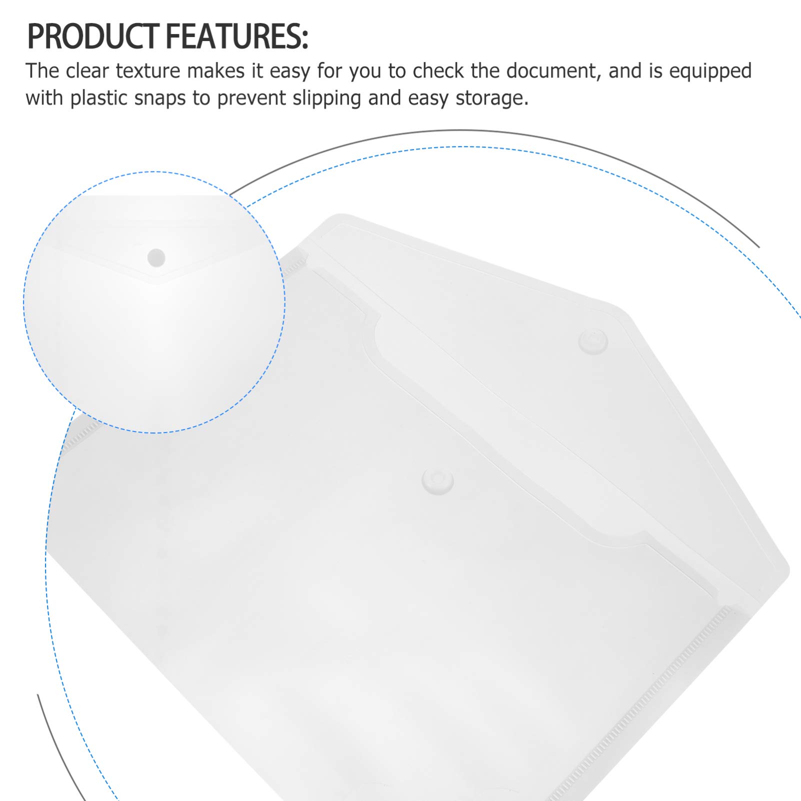 40Pcs Buste di Plastica Sacchetti di File di Cartelle di File con Bottone a Pressione A4 Dimensione Chiaro Documento per I Documenti
