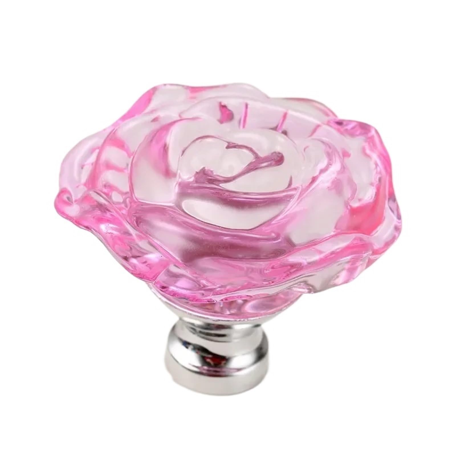 WEQYFDC Crystal Ball Cabinet Door Handle 2pcs 50MM Crystal Rose Glass Handle Cabinet Knob Drawer Pull Handle Kitchen Door Wardrobe Hardware Furniture Knobs Handles(50MM Pink Knob)