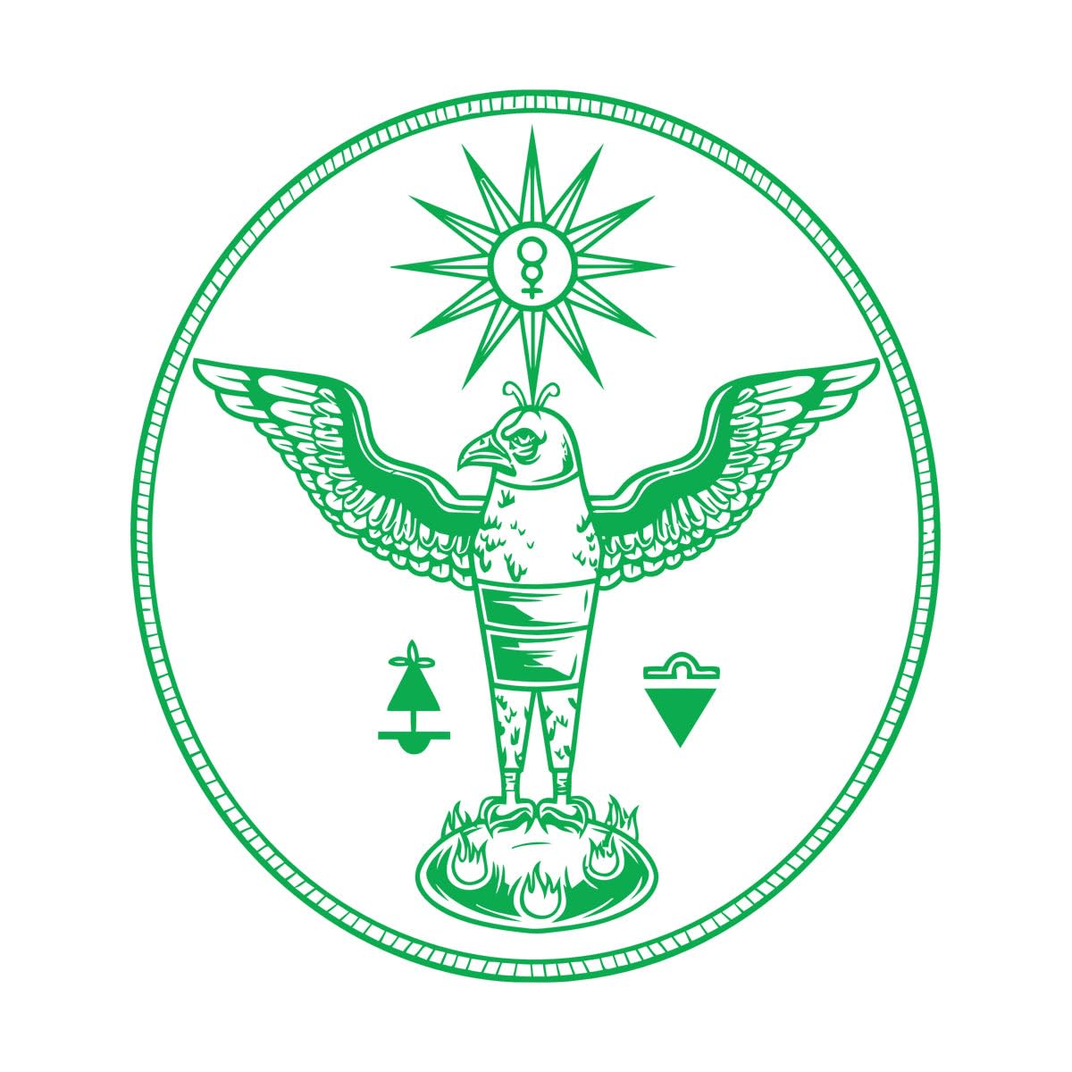 Engraving Decals Symbols Egypt Hieroglyphics Signs Bird 81x90.8cm Art Decoration Extra Large Green