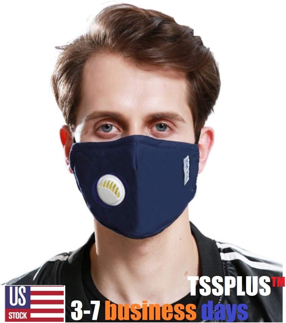 BLUE Color,TSSPLUS PM2.5 Air Purifying Face Mask Muffle Carbon Filter Dust Haze Fog Respirator Lot
