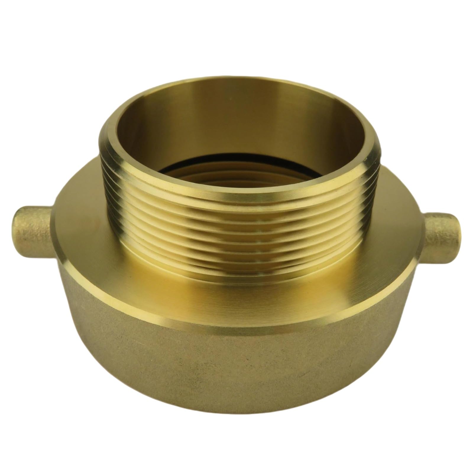 Adaptateur de borne incendie en laiton 2-1/2" NH/NST femelle x 2" NPT mâle, usage long terme, liaison borne-tuyau de jardin, fort débit, poignées de serrage faciles, finition or, 350 g