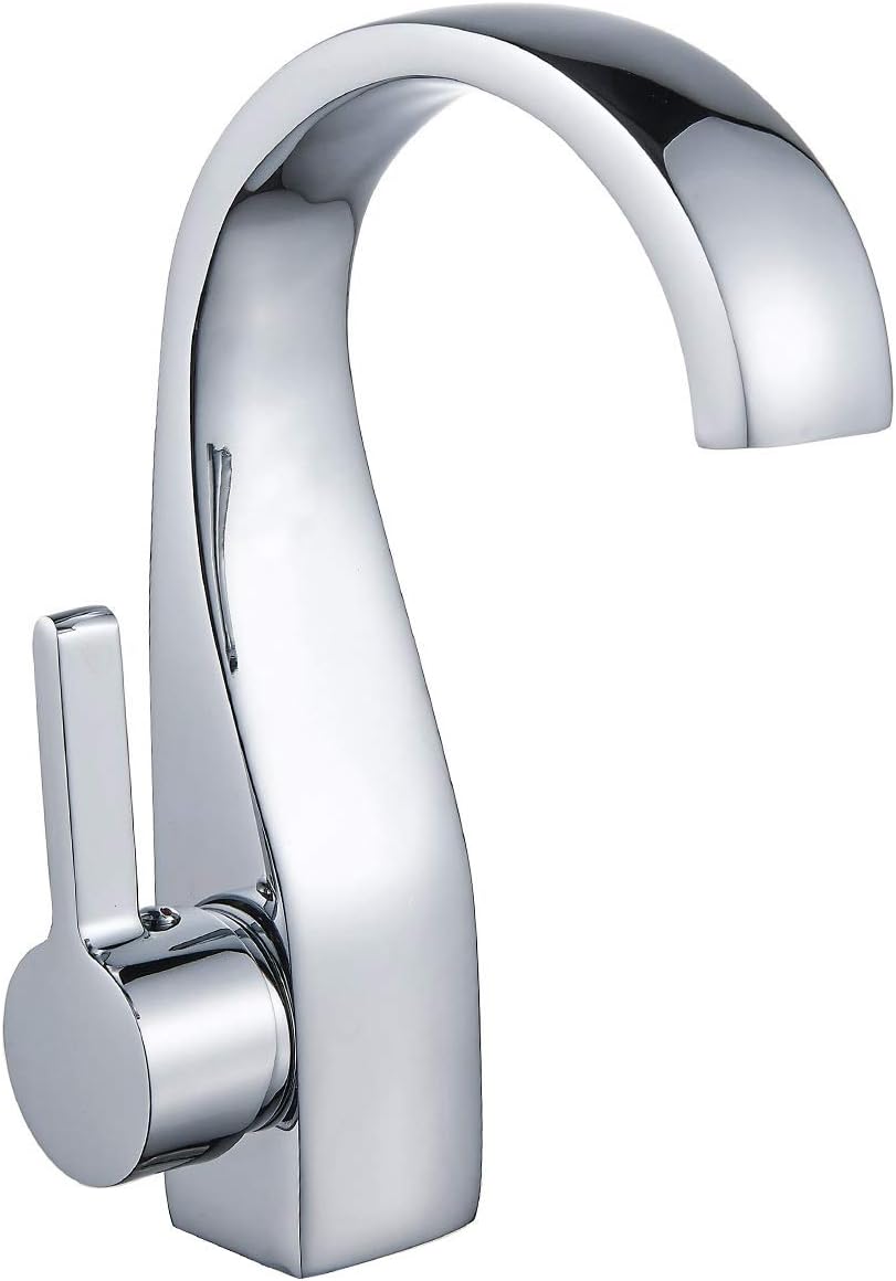 YAJO Modern Single Handle Bathroom Vessel Sink Faucet, Chrome